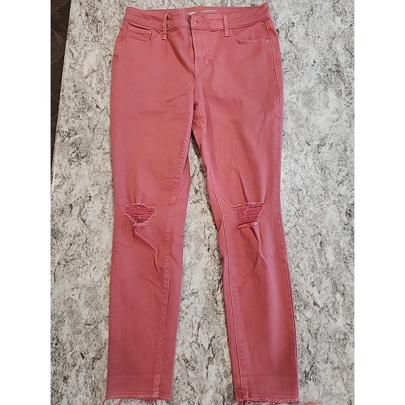 Old Navy‎ Rockstar Super Skinny Jeans Women's Size 10 Stretch Salmon Raw Hem - Picture 1 of 5